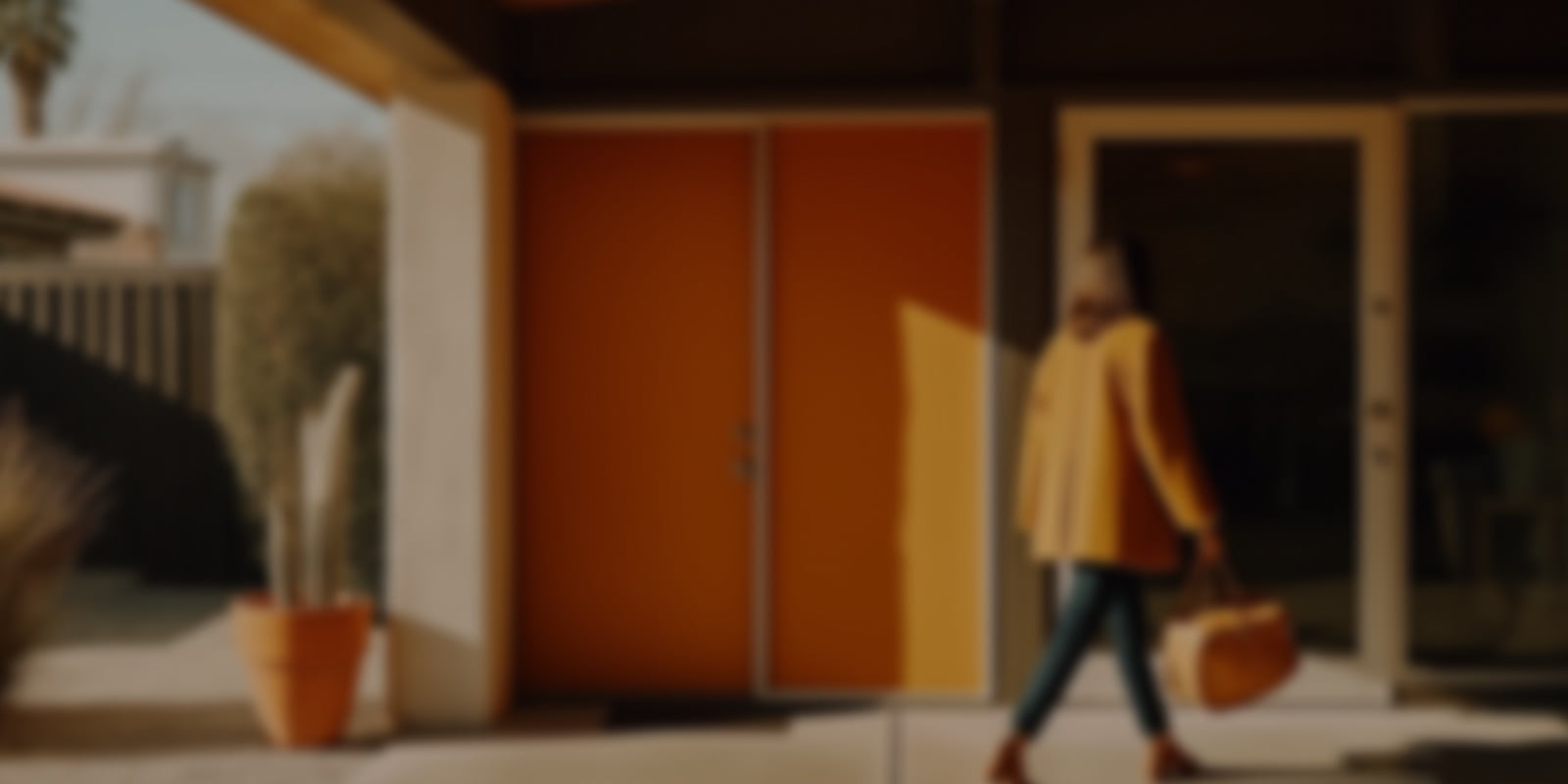 woman walking into her apartment building