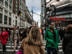 People walking around the city